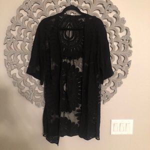 Black Lace Kimono Beach Cover Up